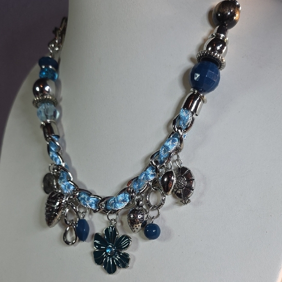 Paparazzi Blue and Silver Charm Necklace (Heart Lucas:10:27) - Picture 3 of 13